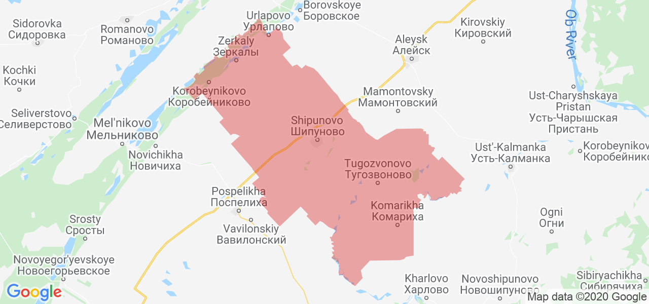 Изображение Шипуновского района Алтайского края на карте