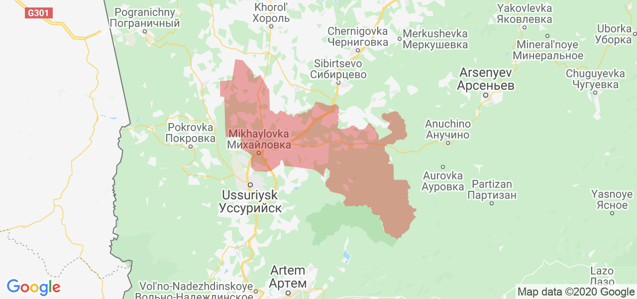Изображение Михайловского района Приморского края на карте