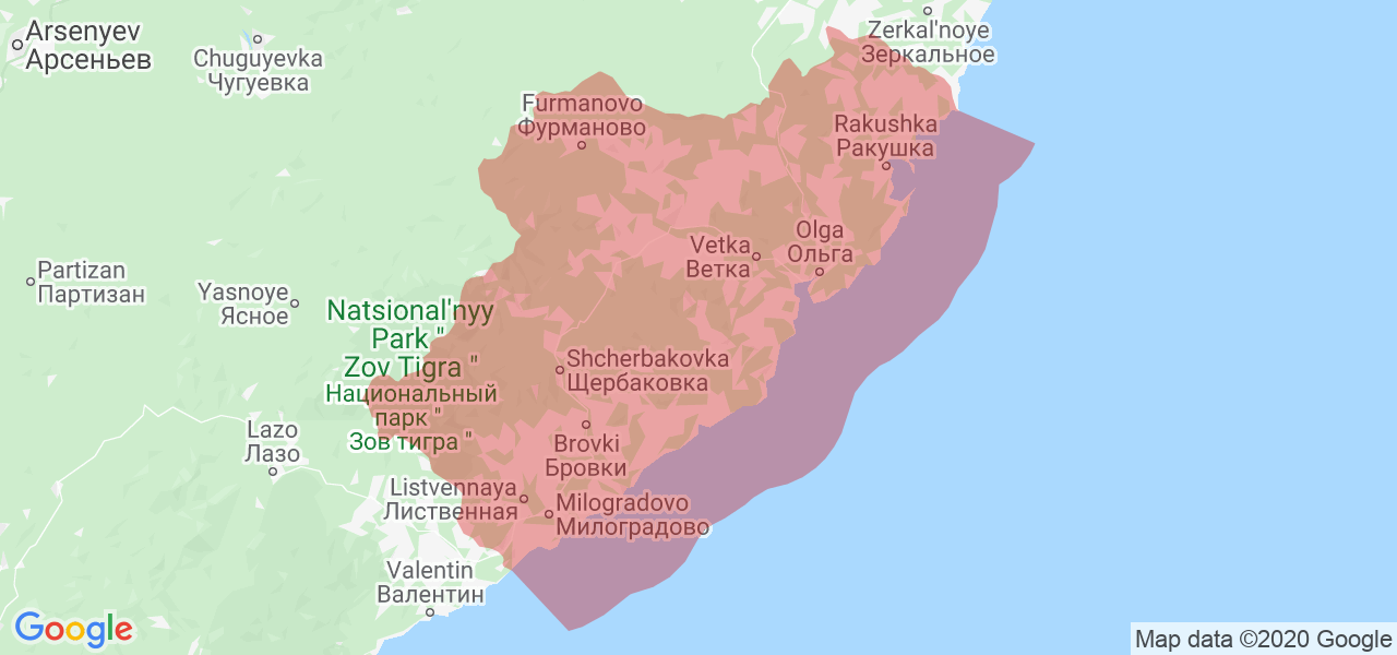 Изображение Ольгинского района Приморского края на карте