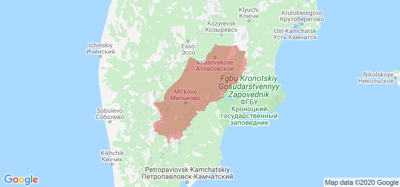 Изображение Мильковского района Камчатского края на карте