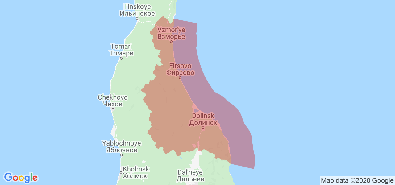 Изображение Долинского района Сахалинской области на карте