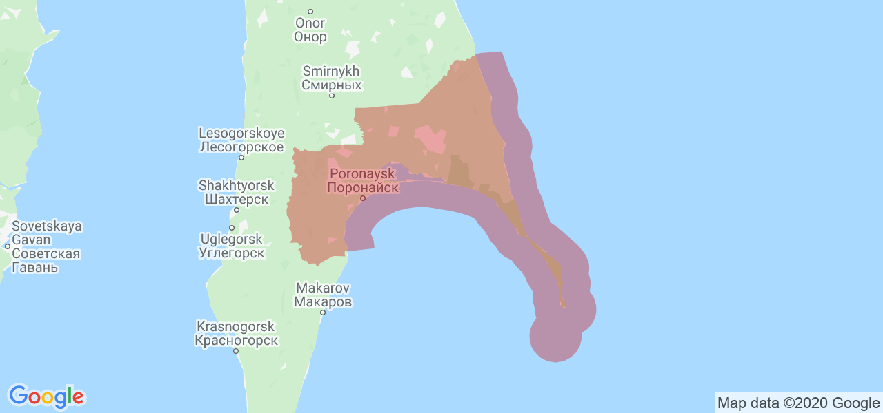 Изображение Поронайского района Сахалинской области на карте