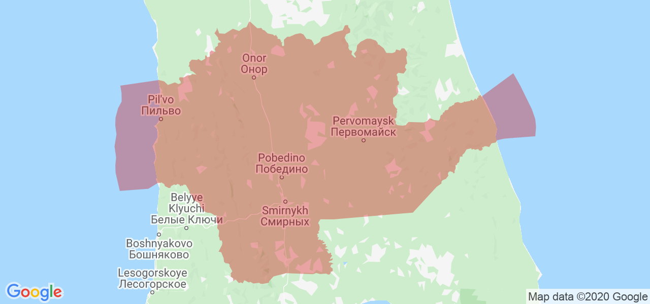 Изображение Смирныховского района Сахалинской области на карте