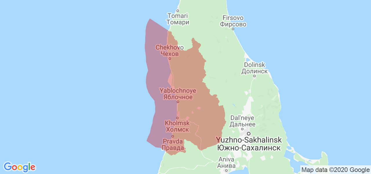 Изображение Холмского района Сахалинской области на карте