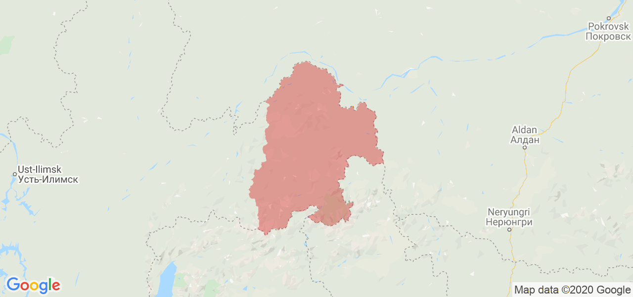 Изображение Бодайбинского района Иркутской области на карте
