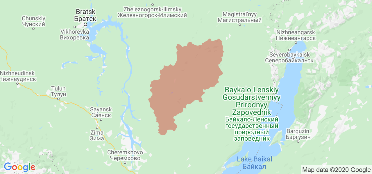 Изображение Жигаловского района Иркутской области на карте