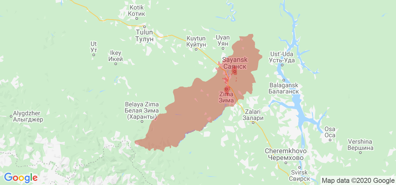 Изображение Зиминского района Иркутской области на карте