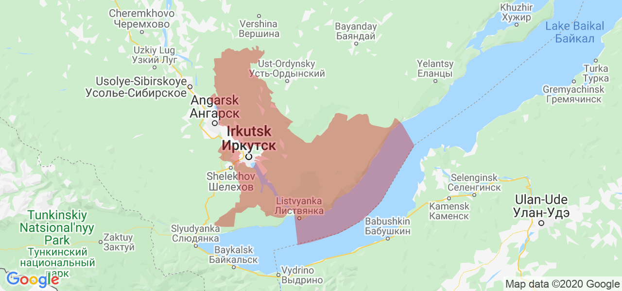 Изображение Иркутского района Иркутской области на карте