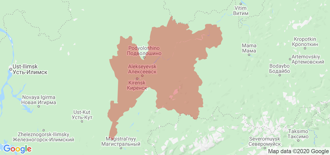 Изображение Киренского района Иркутской области на карте