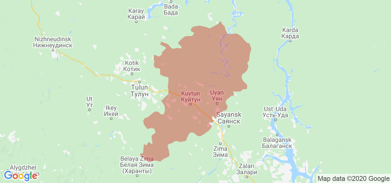 Изображение Куйтунского района Иркутской области на карте