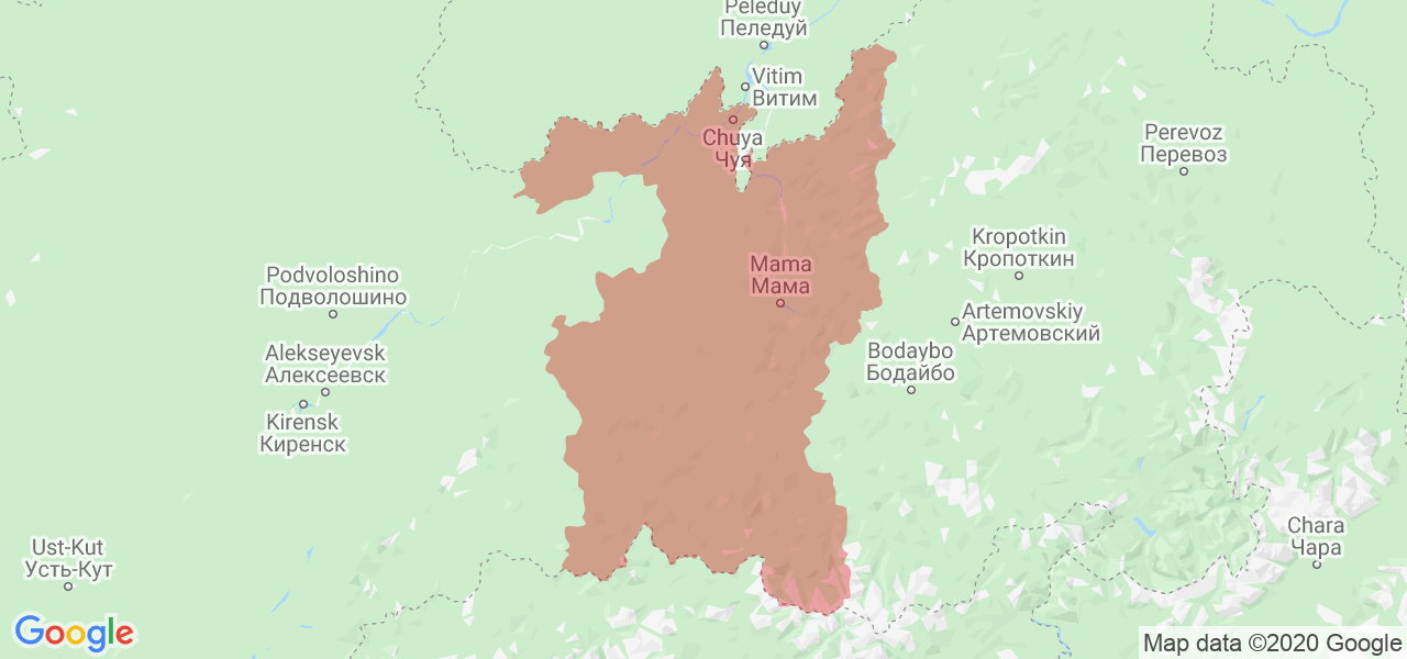 Изображение Мамско-Чуйского района Иркутской области на карте