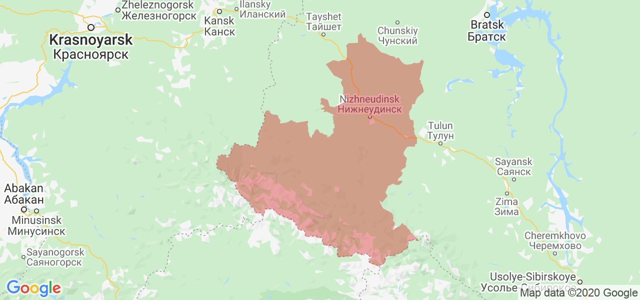 Изображение Нижнеудинского района Иркутской области на карте