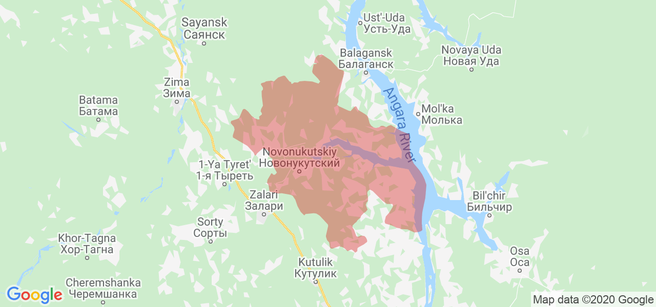 Изображение Нукутского района Иркутской области на карте