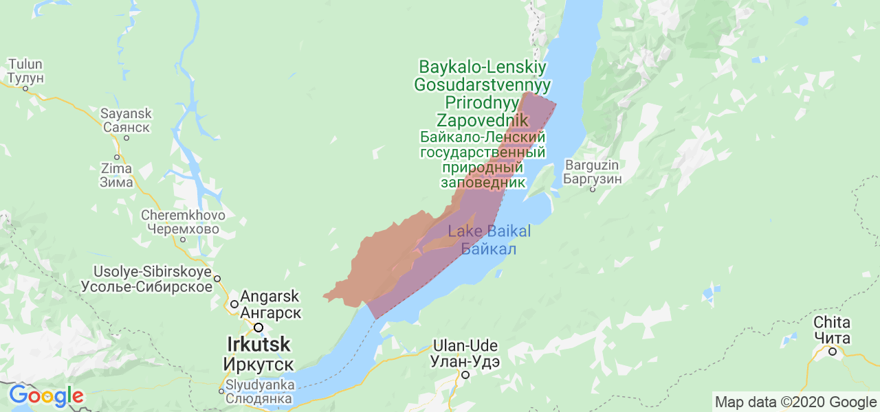 Изображение Ольхонского района Иркутской области на карте