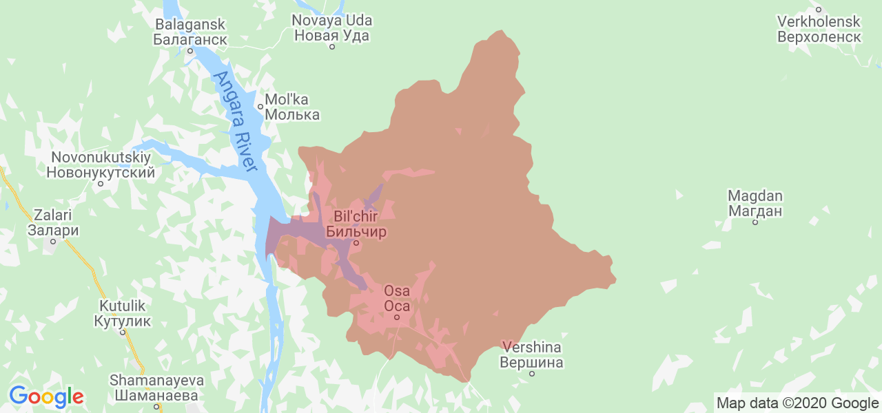 Изображение Осинского района Иркутской области на карте