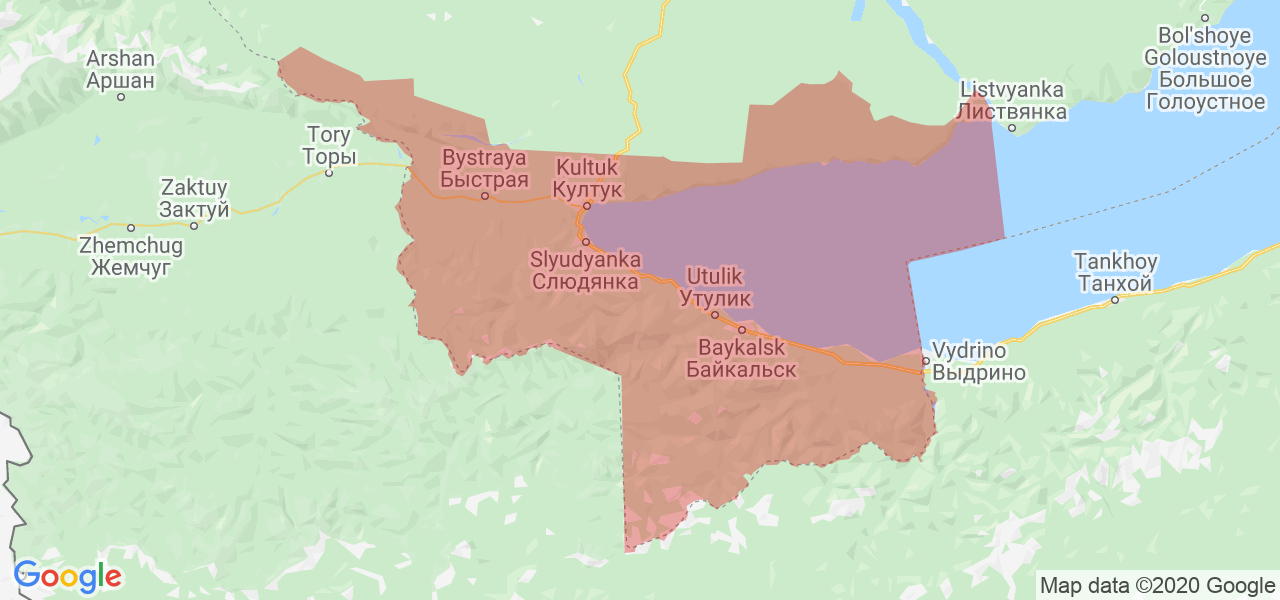 Изображение Слюдянского района Иркутской области на карте