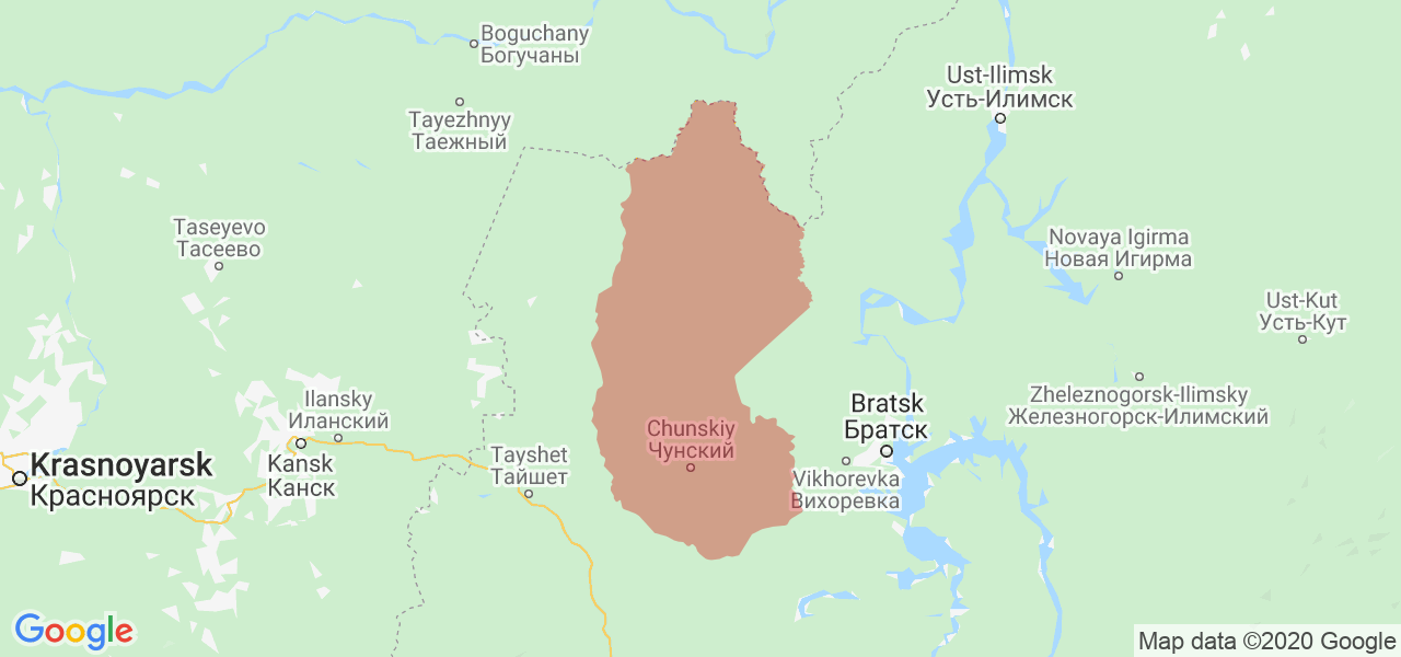 Изображение Чунского района Иркутской области на карте