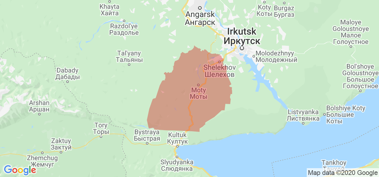 Изображение Шелеховского района Иркутской области на карте
