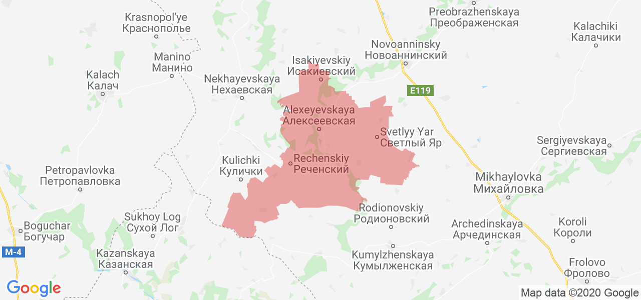 Изображение Алексеевского района Волгоградской области на карте