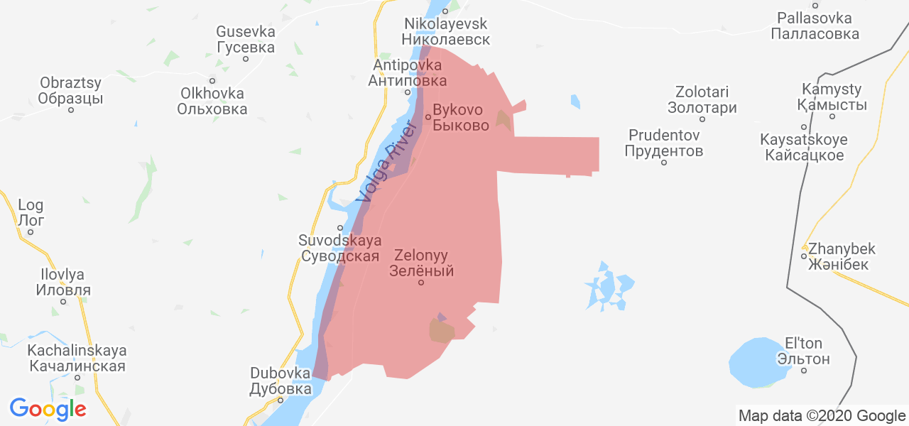 Изображение Быковского района Волгоградской области на карте