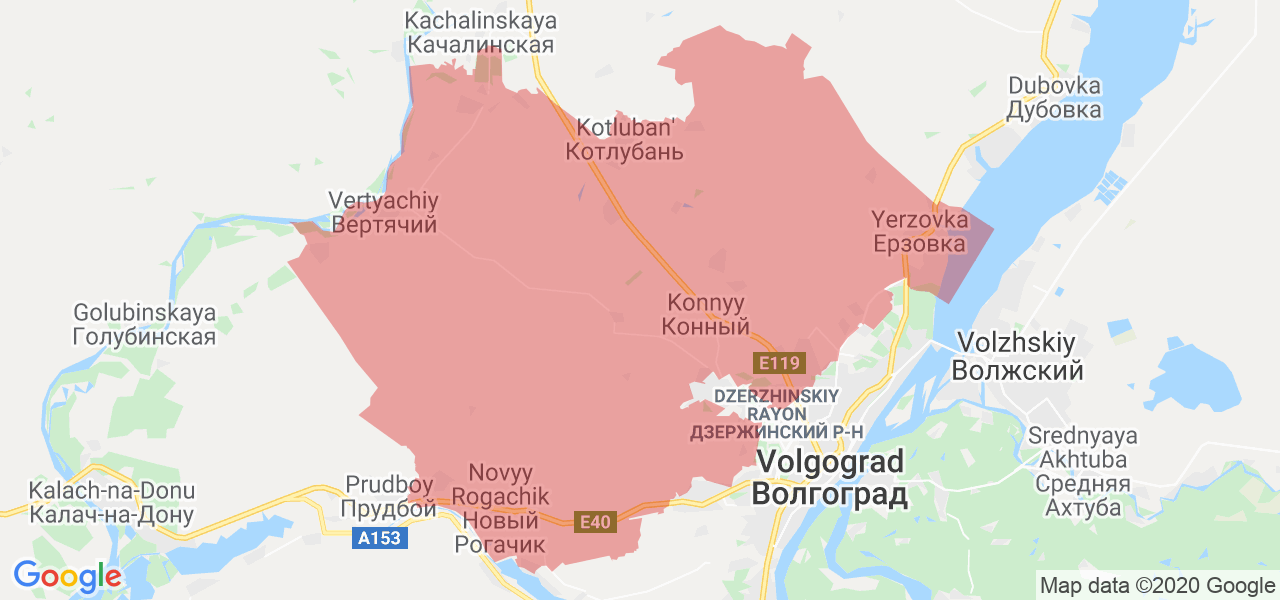 Изображение Городищенского района Волгоградской области на карте