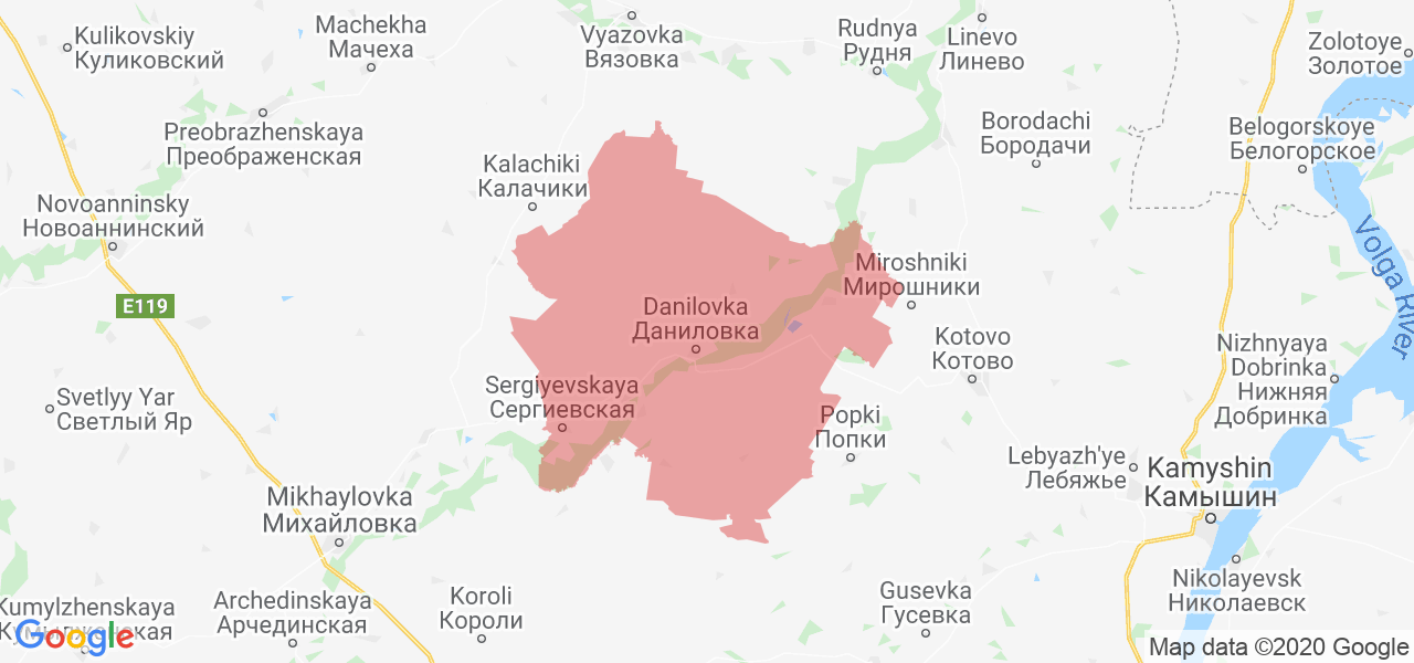 Изображение Даниловского района Волгоградской области на карте