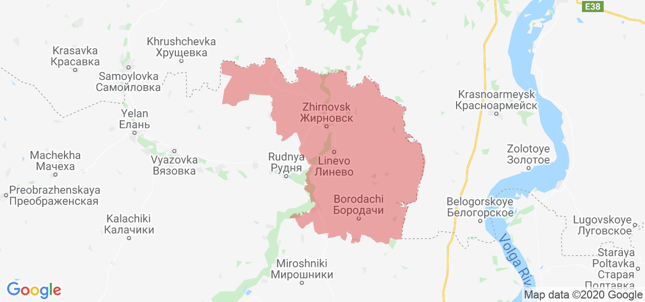 Изображение Жирновского района Волгоградской области на карте