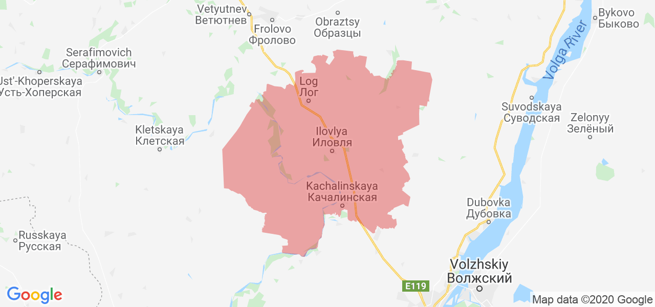 Изображение Иловлинского района Волгоградской области на карте