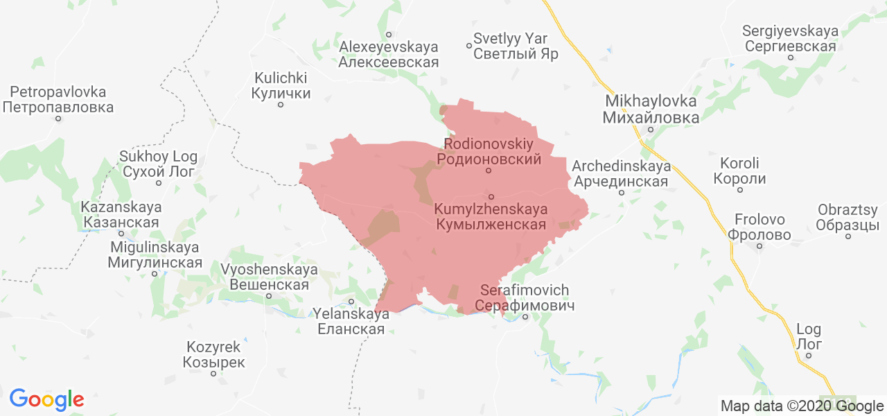 Изображение Кумылженского района Волгоградской области на карте