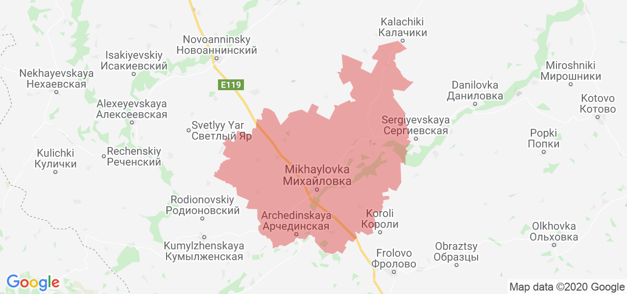 Изображение Михайловского района Волгоградской области на карте