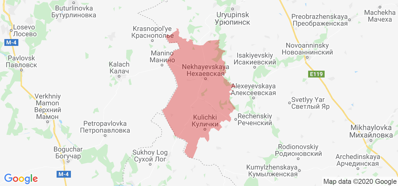 Изображение Нехаевского района Волгоградской области на карте