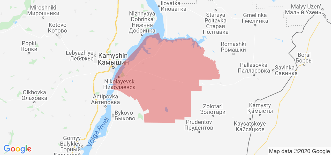 Изображение Николаевского района Волгоградской области на карте