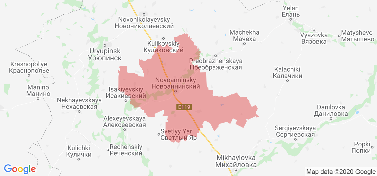 Изображение Новоаннинского района Волгоградской области на карте
