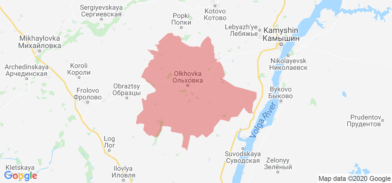 Изображение Ольховского района Волгоградской области на карте
