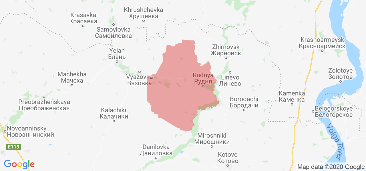 Изображение Руднянского района Волгоградской области на карте Изображение Руднянского района Волгоградской области на карте