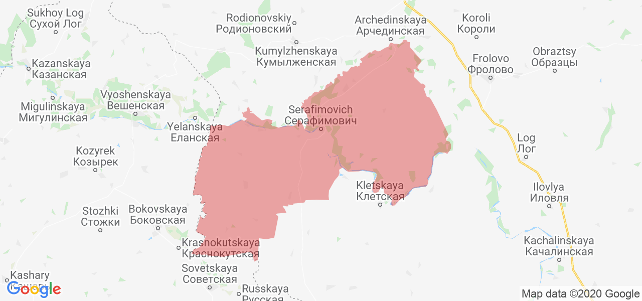 Изображение Серафимовичского района Волгоградской области на карте