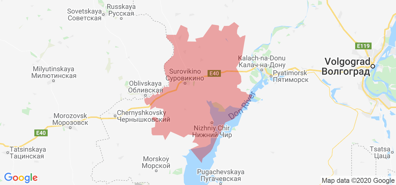 Изображение Суровикинского района Волгоградской области на карте