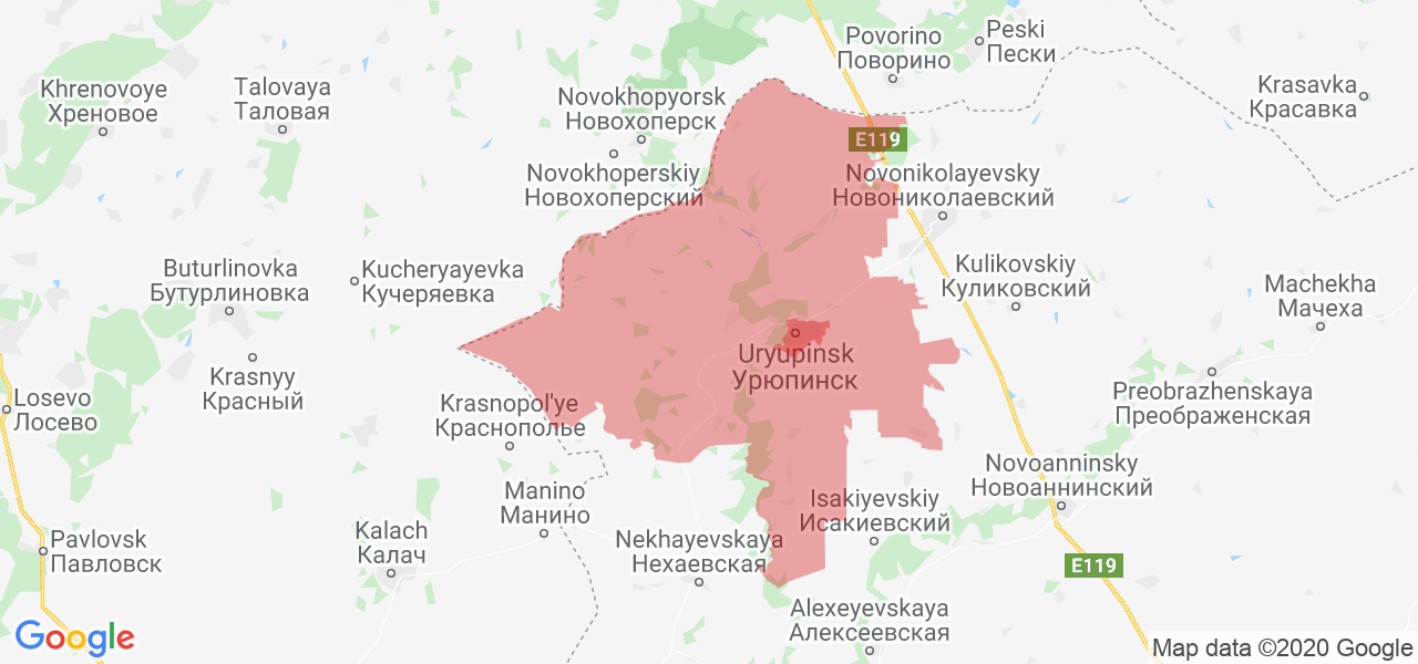 Изображение Урюпинского района Волгоградской области на карте