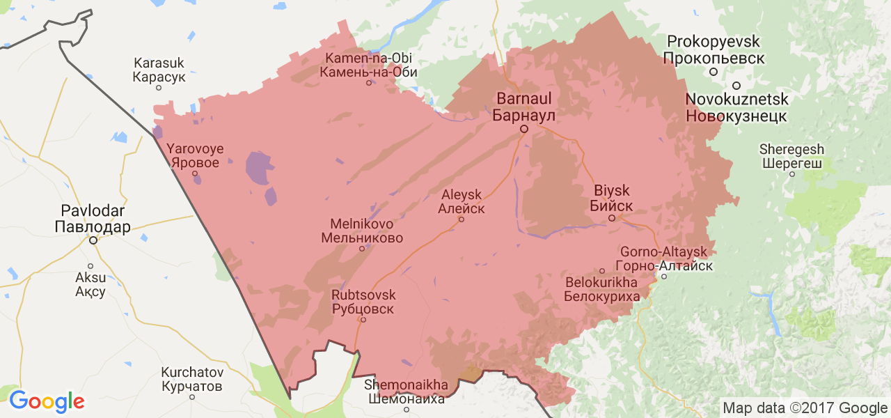 Изображение карты Алтайского края