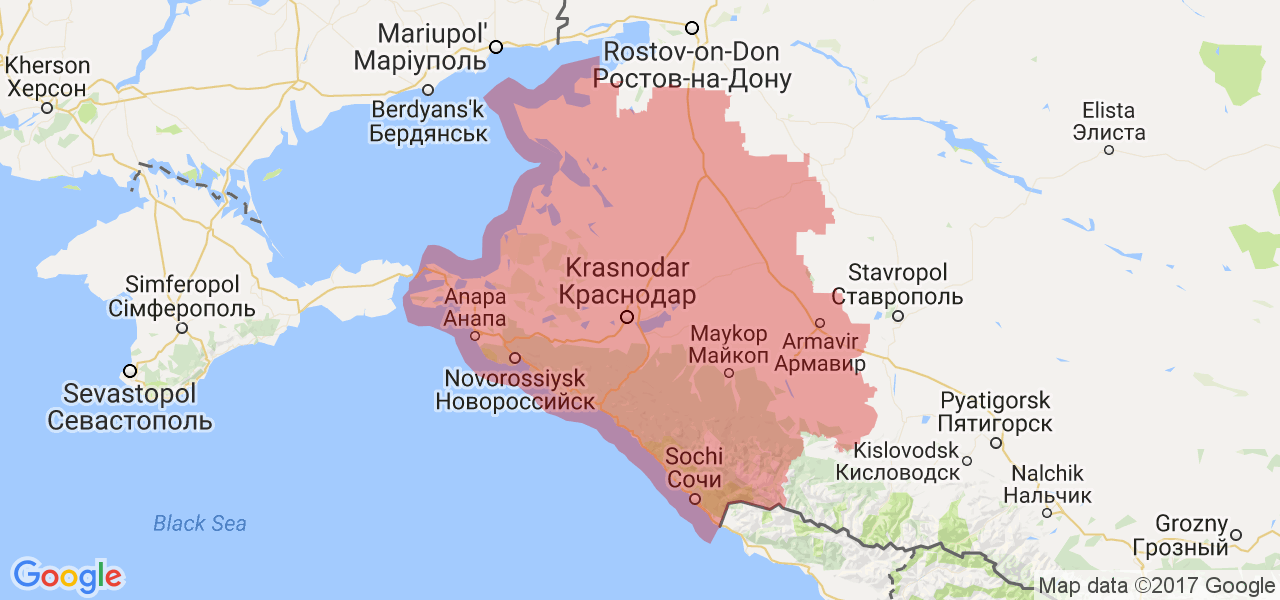 Изображение карты Краснодарского края