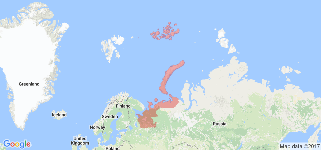 Изображение карты Архангельской области