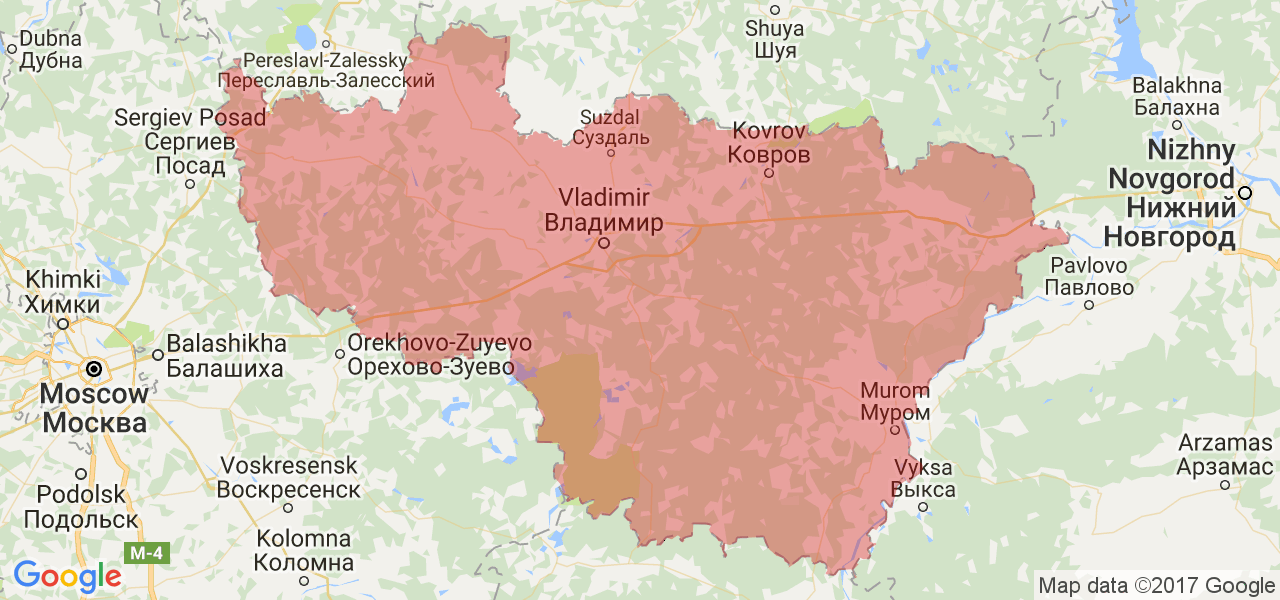 Изображение карты Владимирской области