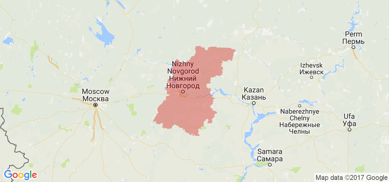 Изображение карты Нижегородской области