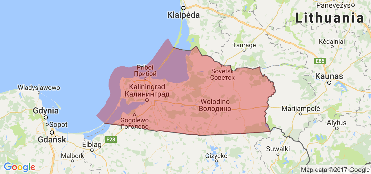 Изображение карты Калининградской области