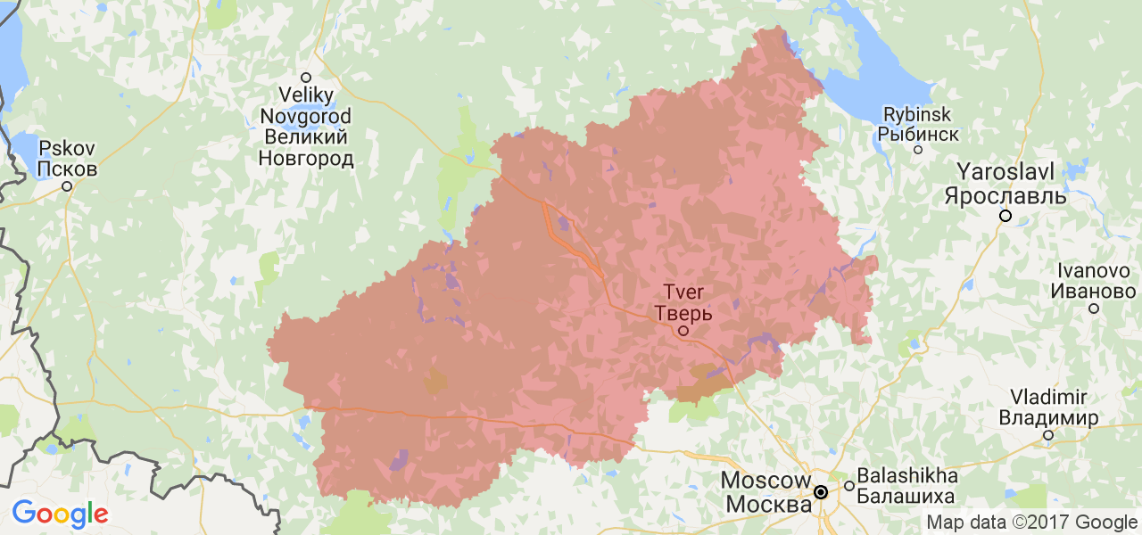 Изображение карты Тверской области