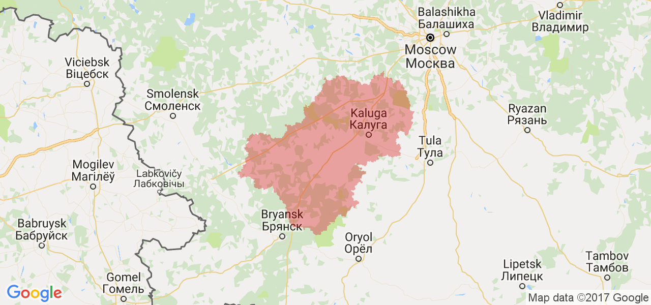 Изображение карты Калужской области