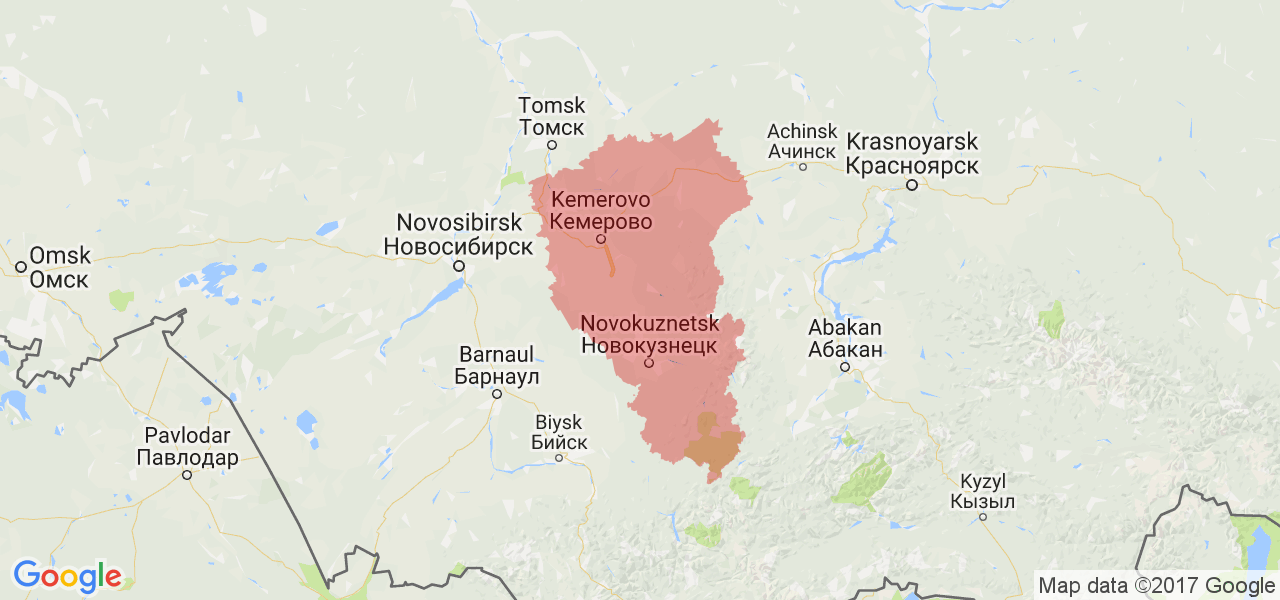 Изображение карты Кемеровской области