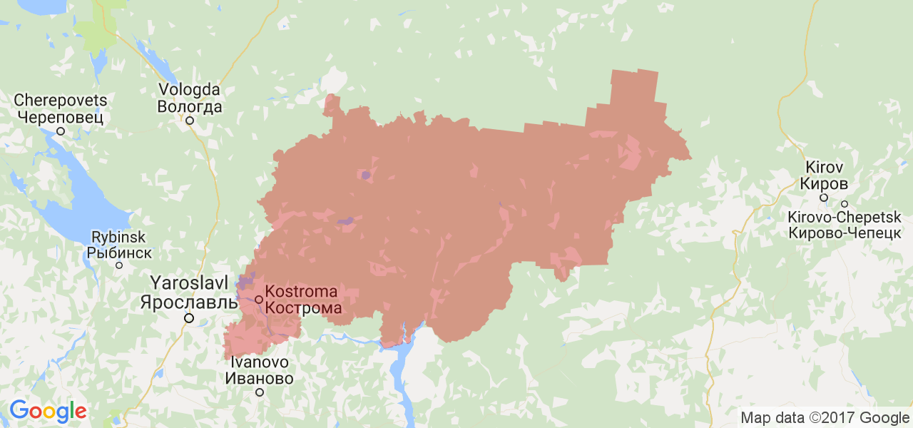 Изображение карты Костромской области