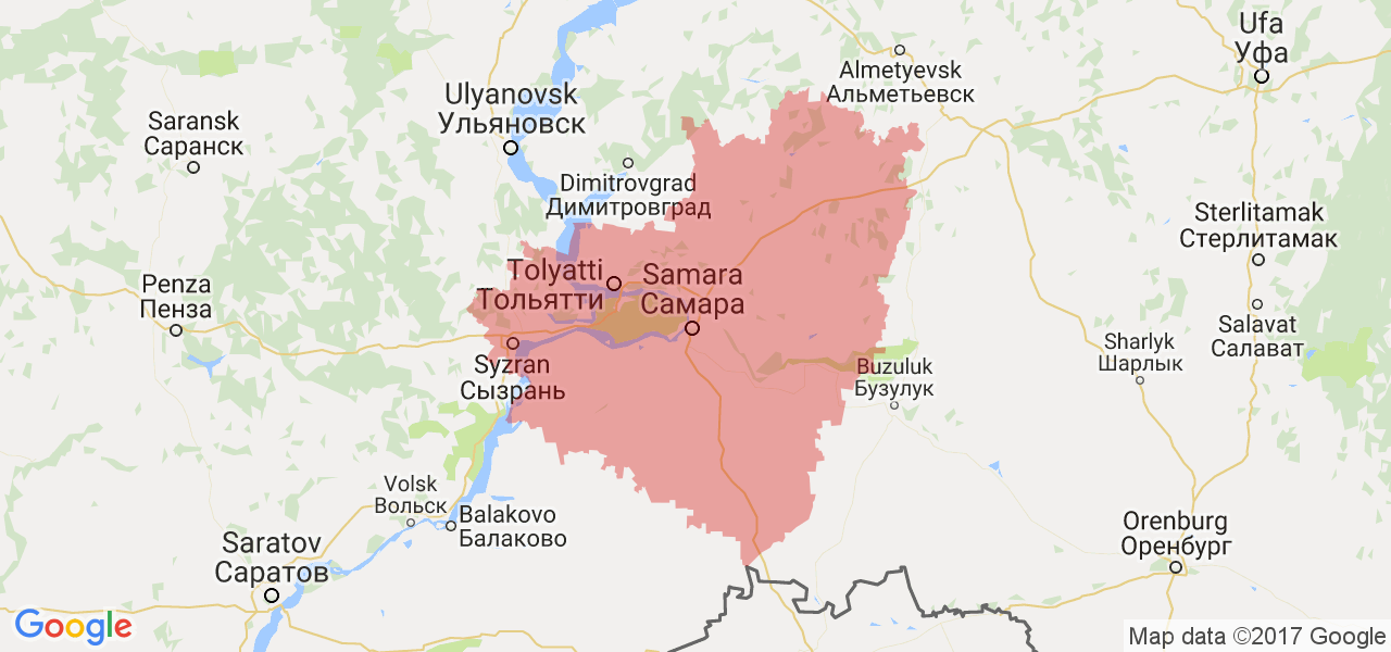 Изображение карты Самарской области