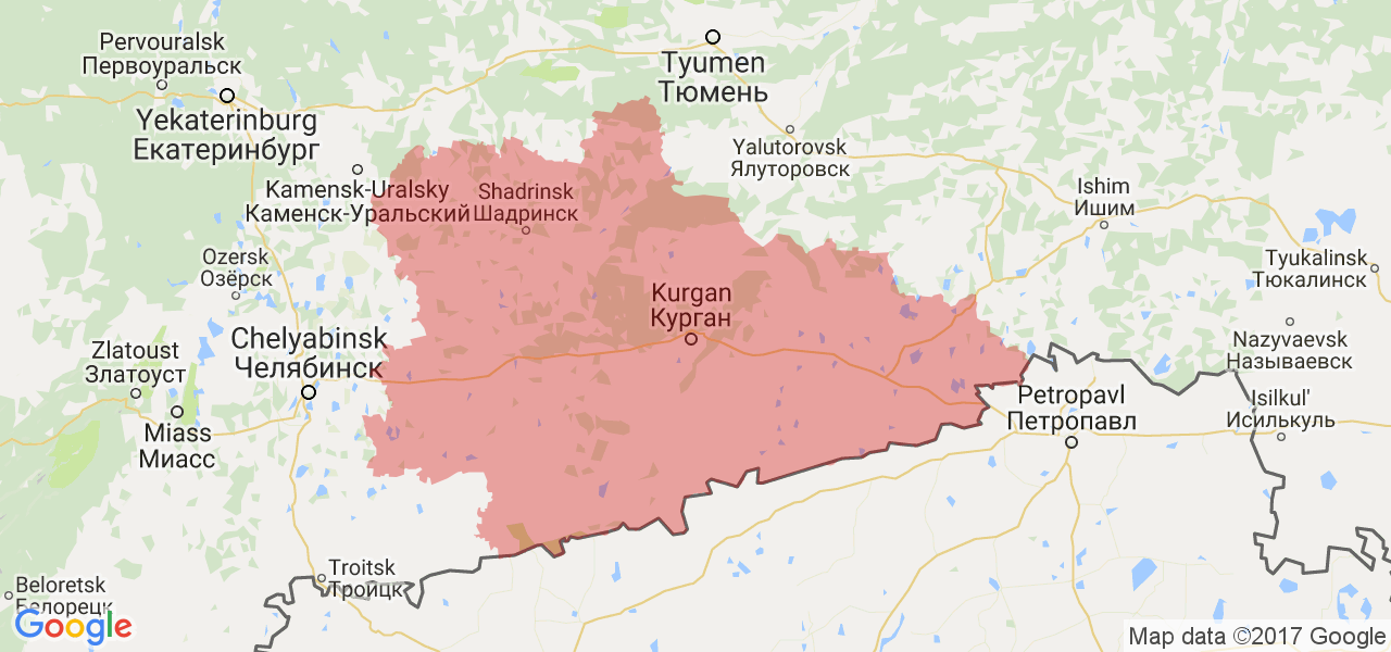 Изображение карты Курганской области